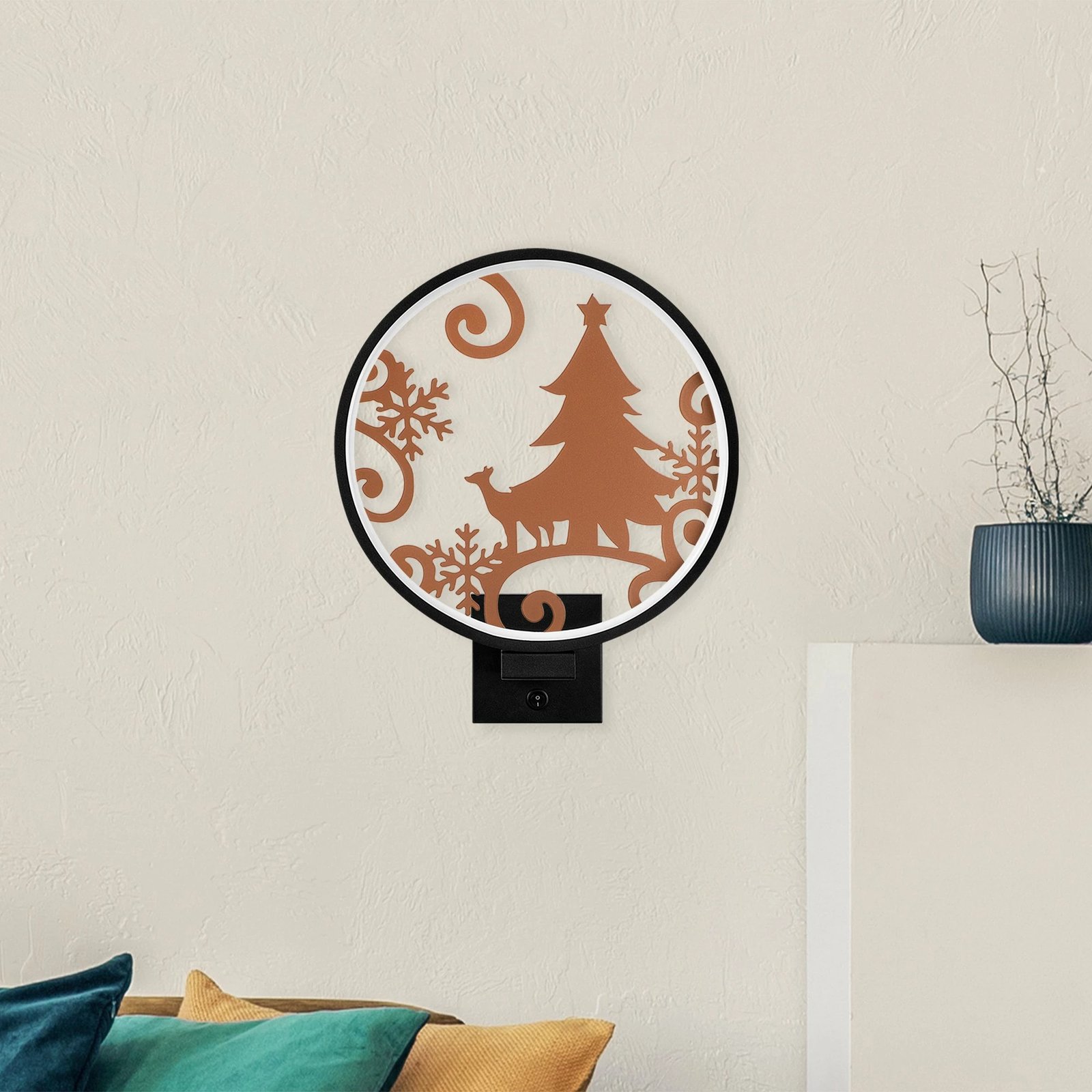 Llambë muri Opviq, XMAS19, ngjyrë e zezë dhe bakri