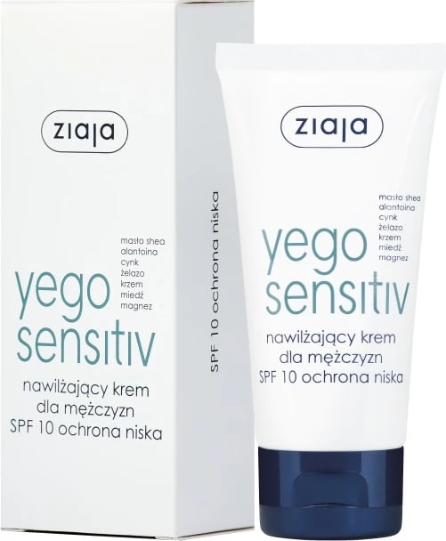Krem hidratues për fytyrë Ziaja Yego Sensitive për meshkuj SPF10, 50ml