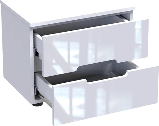 Komodinë Afina MDF, ngjyrë e bardhë me shkëlqim, 50x35x41cm