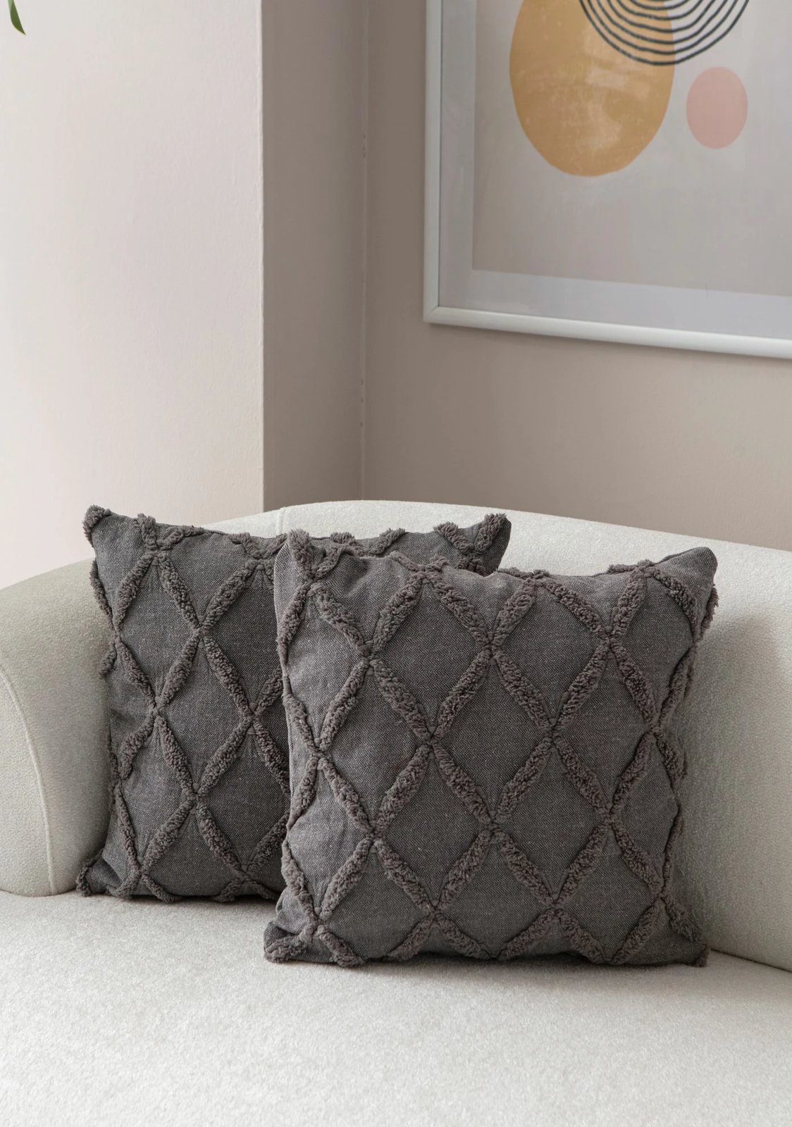 Set mbulesash jastëku (2 copë), Evila Originals, Tuffet, gri v1