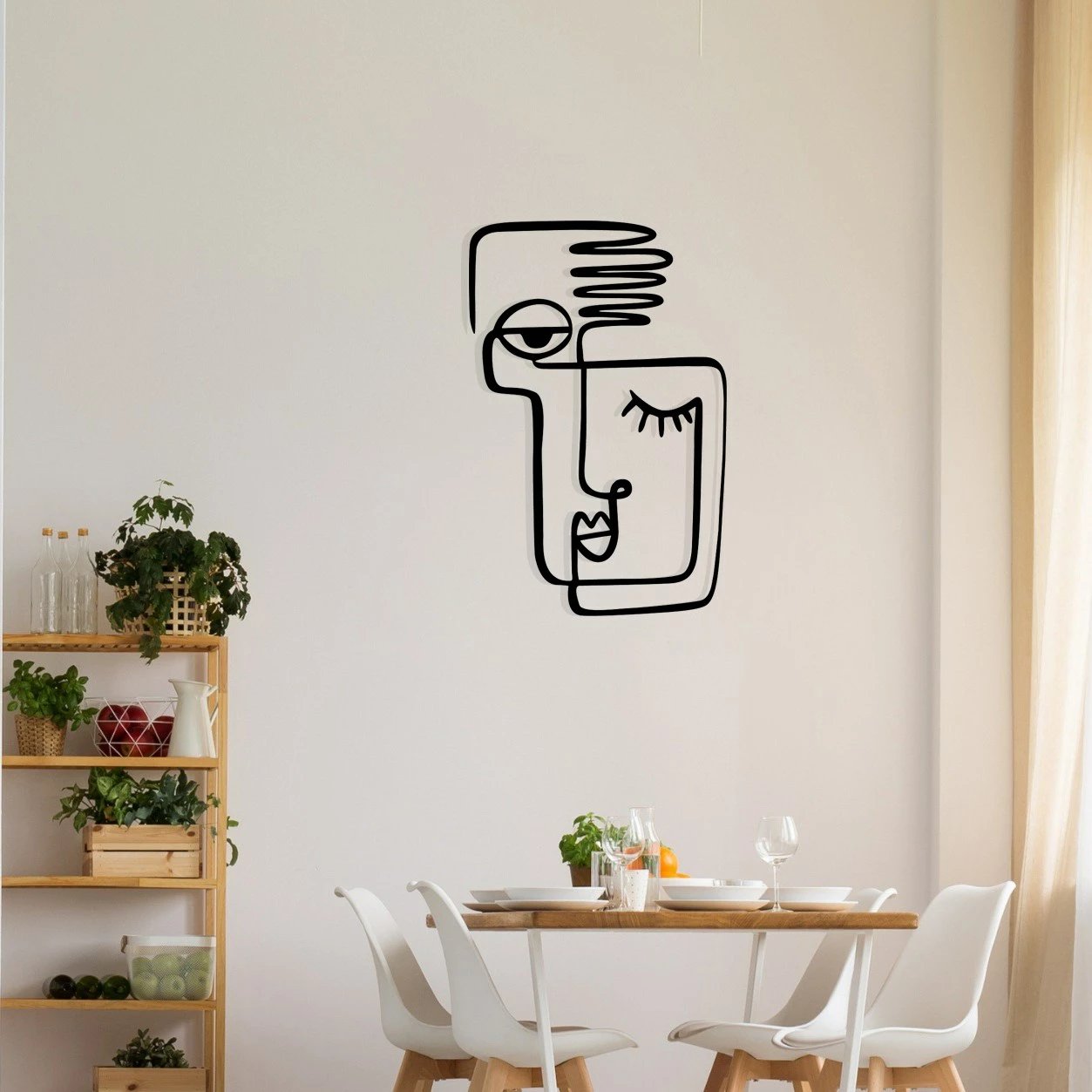 Aksesor dekorativ metalik për mur, Wallity, Cara mia, ngjyrë e zezë, 36x55cm