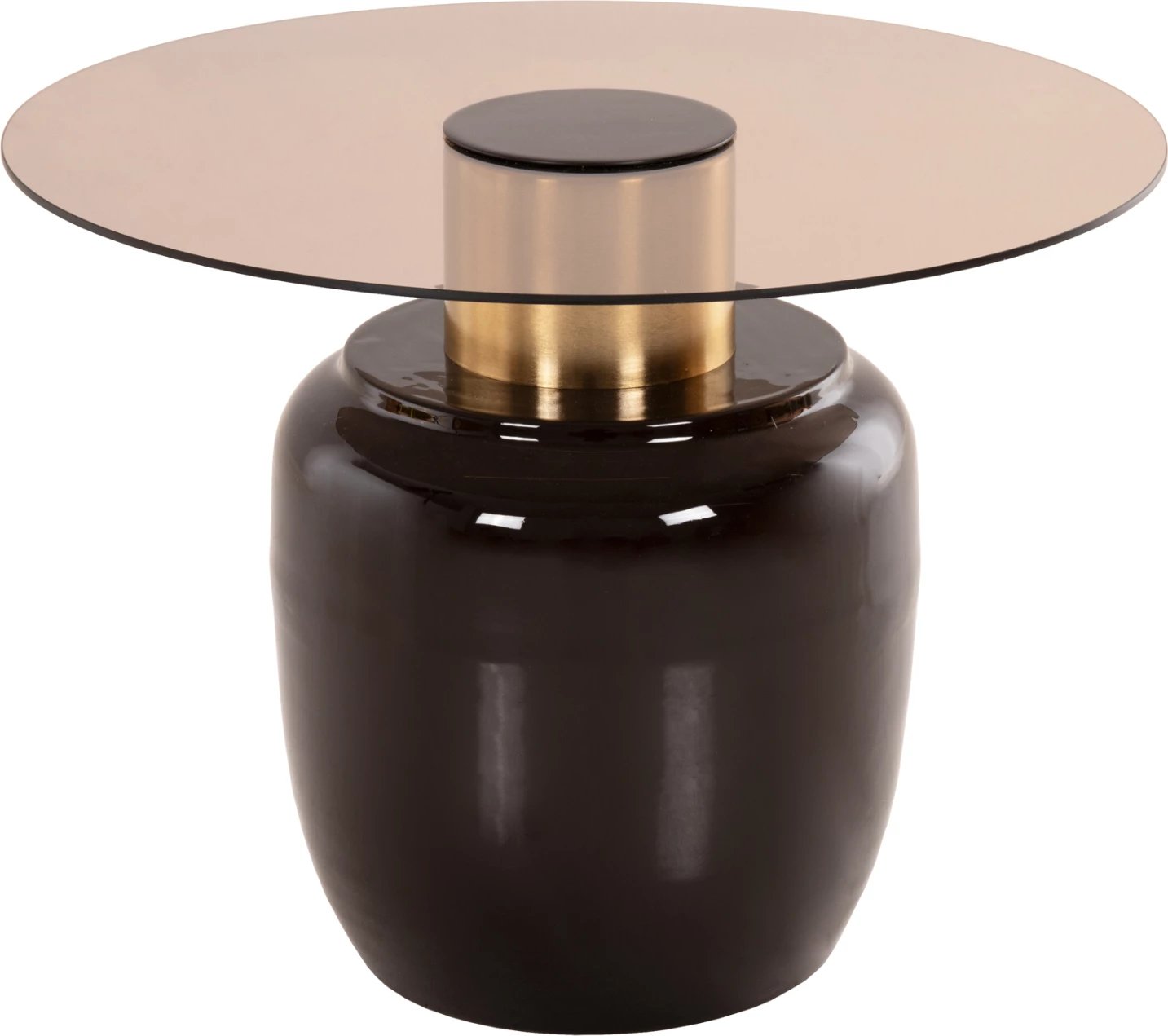 Tavolina anësore 2 copë FRYN FH9663 metalike, ngjyrë kafe dhe ari, Φ60 &Φ50 cm