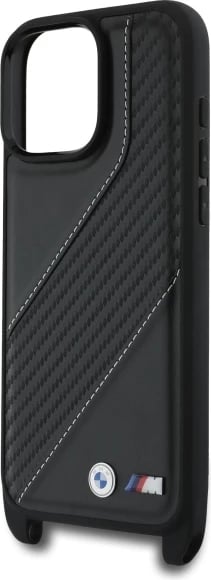 Mbështjellës BMW M Edition Carbon Stripe & Strap për iPhone 16 Pro Max, i zi