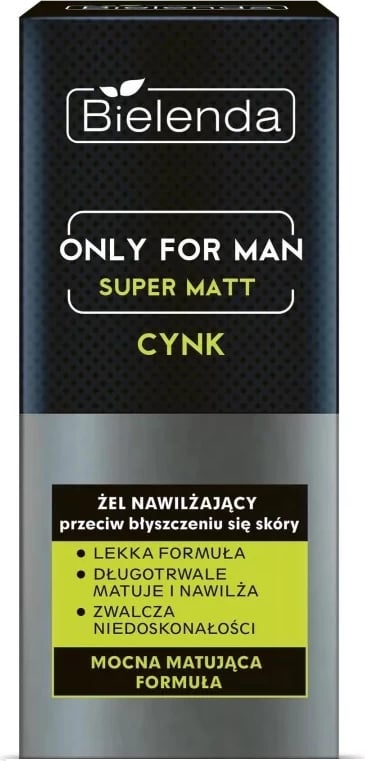 Xhel hidratues matifikues për fytyrë Bielenda Only For Man Super Matt për meshkuj, 50ml