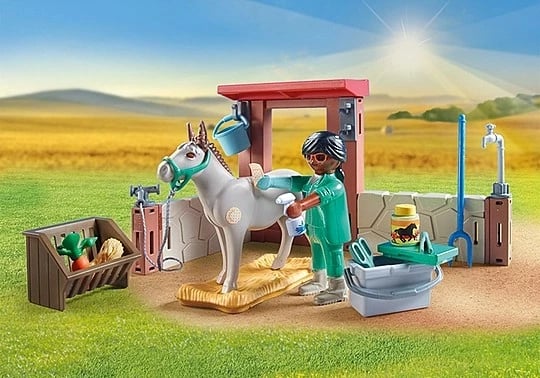 Set lodrash Playmobil Country 71471 Veterinari me gomarë, 55 pjesë