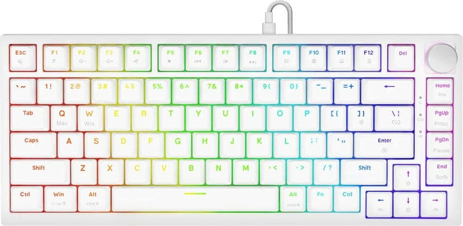 Tastierë mekanike magnetike Savio ASTRAL WHITE Jade 82-taste RGB USB-C QWERTY EN e bardhë