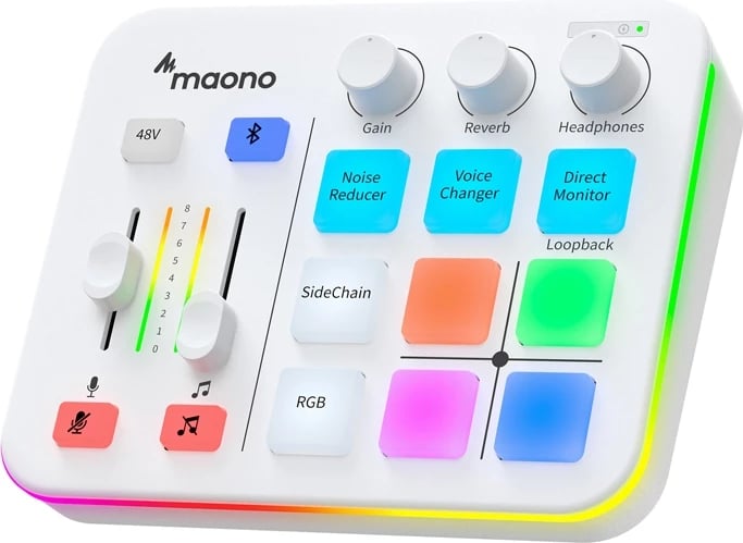 Kartë zanore e jashtme Maono G1 Neo, e bardhë, me ndriçim RGB