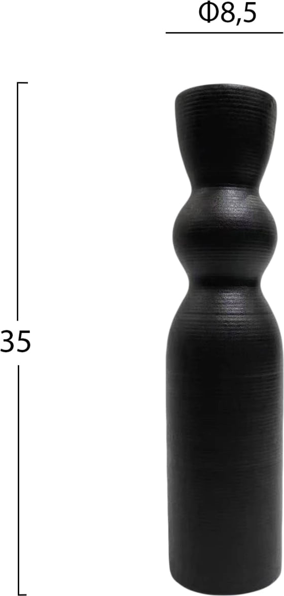 Dekor tavoline prej qeramike, ngjyrë e zezë mat, FH4614.02, Φ8.5x35H cm