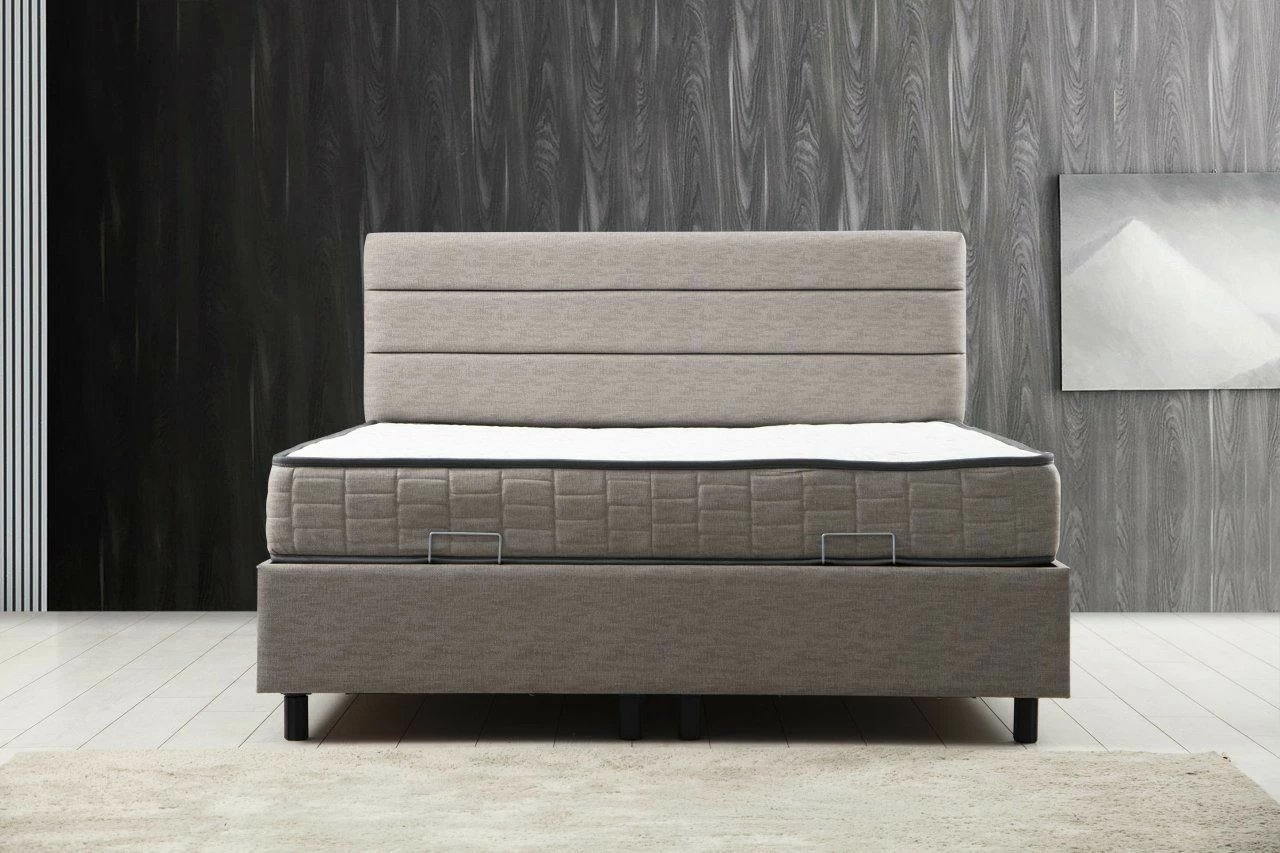 Set dyshek dopio, bazë dhe shtrat, Skye Decor, Motya, 160x200, ngjyrë gri e çelët