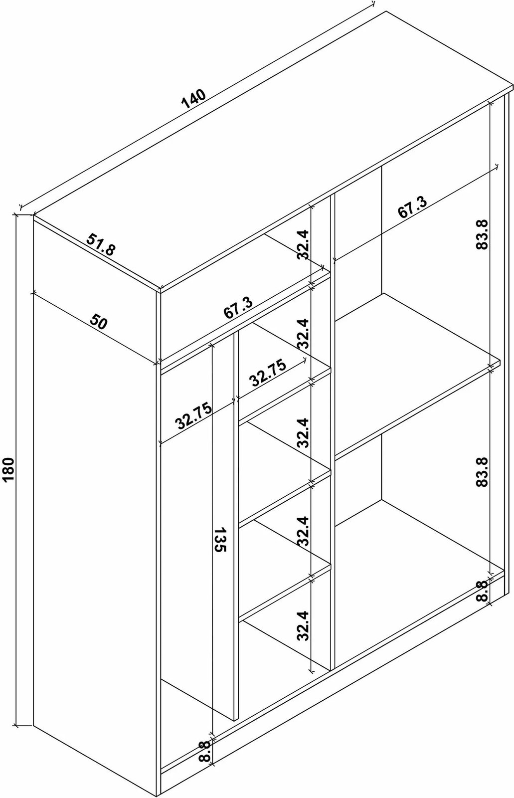 Dollap rrobash Skye Decor, ngjyrë Atlantic Pine, Kardelen 1600-114