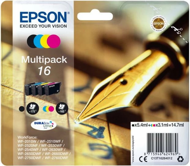 Kartush boje, Epson, 16 Multipack (C13T16264012), DuraBrite Ultra, set 4-copa CMYK