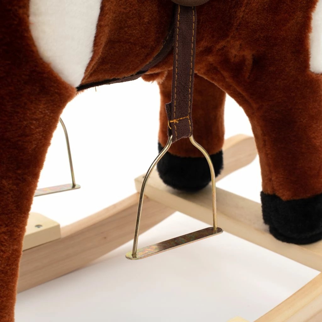 Kalë lëkundës, Baby Mix, Arthur, pelush interaktiv me melodi dhe shall, shina druri, nga 18+ muaj, kapacitet 25 kg, kafe