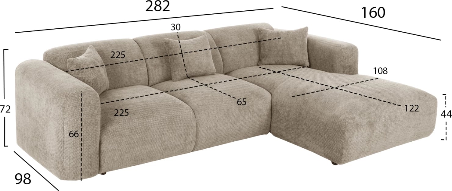 Divan BRICKEN FH3275.01R, 110-282x98-160x72H cm