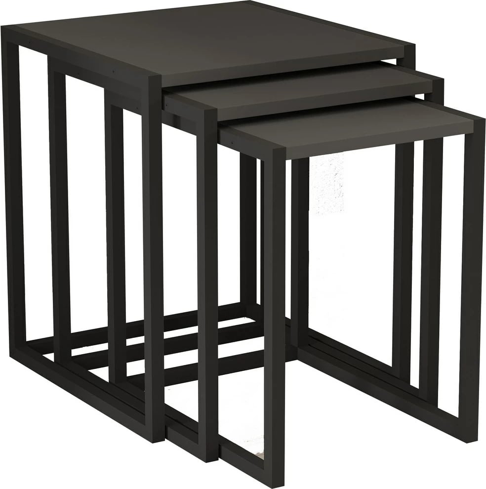 Set tavolinash ndihmëse (3 copë), Skye Decor, tali - e zezë, antracit