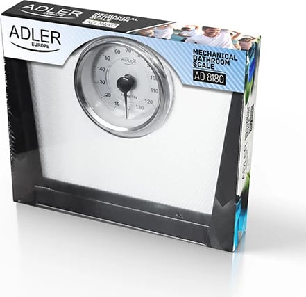 Peshore banjo mekanike, Adler AD 8180, kapacitet 136 kg, saktësi 1 kg, cadran 15 cm, pa bateri, e bardhë