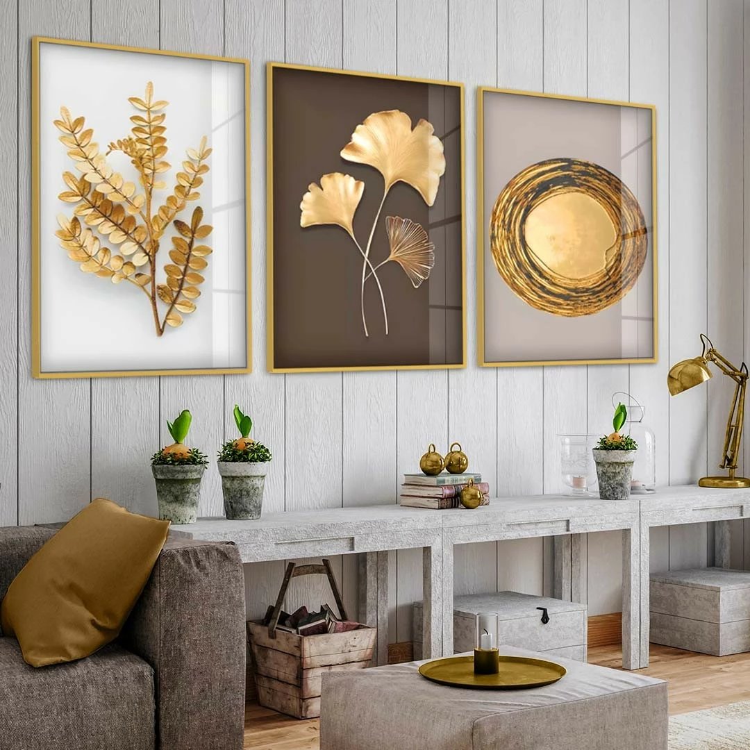 Pikturë dekorative prej xhami të temperuar, Wallity, Huhu386, 60x90cm, 3 pjesë