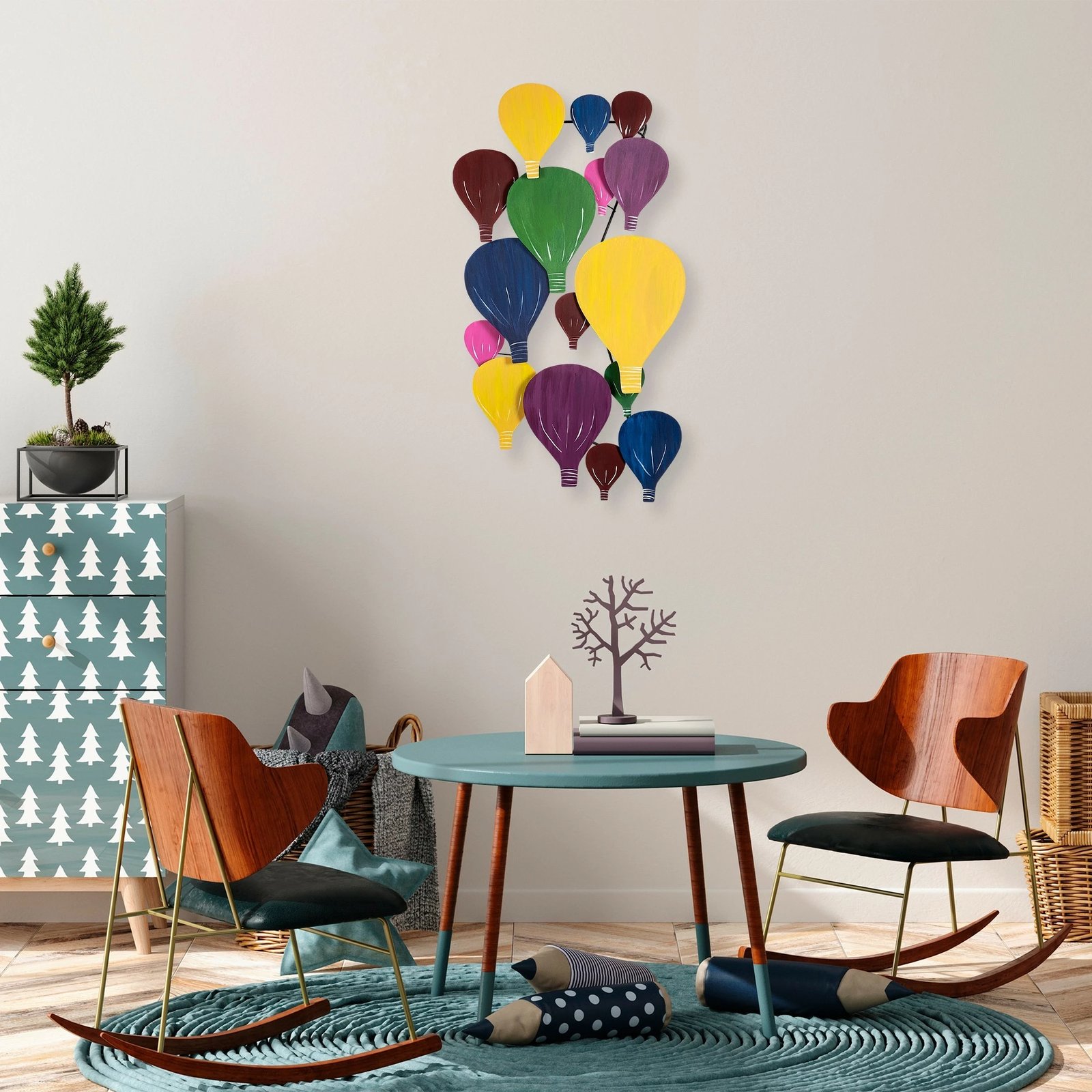 Aksesor dekorativ metalik për mur, Wallity, Kapadokya, shumëngjyrësh