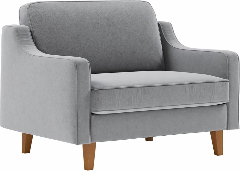 Divan Robin për dy persona, ngjyrë gri mjegull, këmbë druri arre