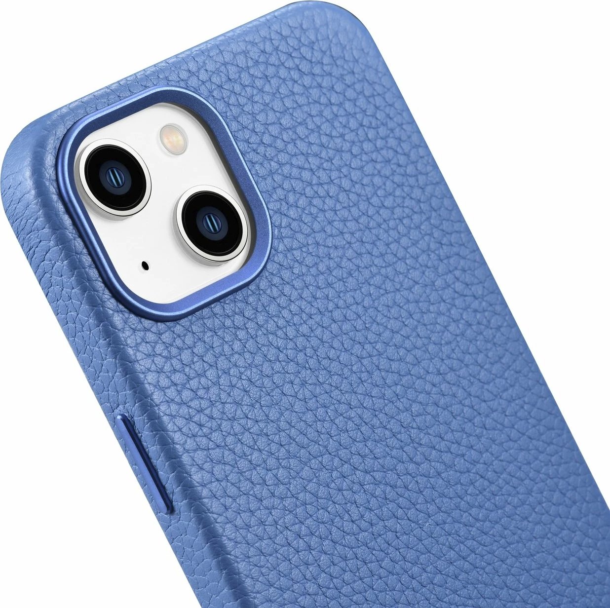 Mbështjellës iCarer Litchi Premium për iPhone 14, lëkurë natyrale, MagSafe, Kaltër e lehtë