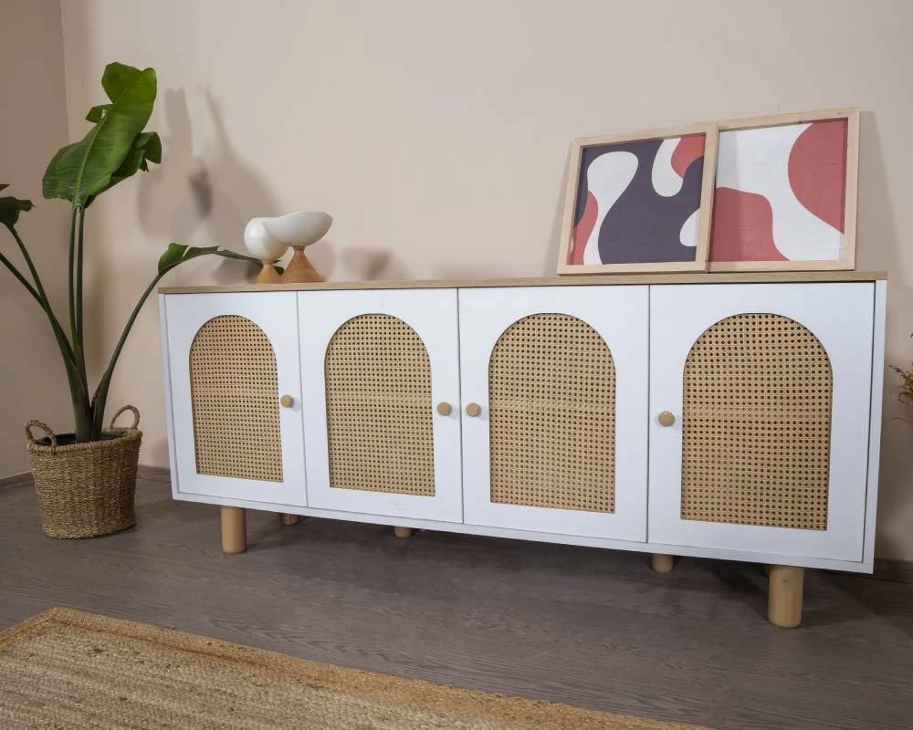 Konsol Skye Decor, bohem, e bardhë dhe lis