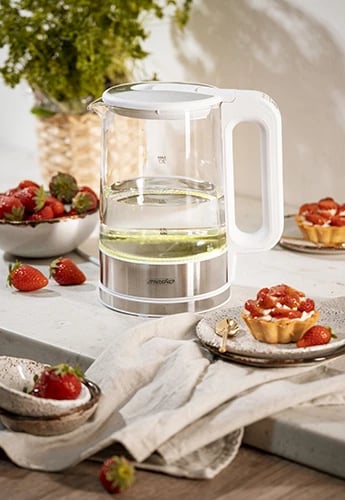 Çajnik elektrik qelqi, Mesko, MS1301, 1.7 L, kontroll temperature, LED, i bardhë