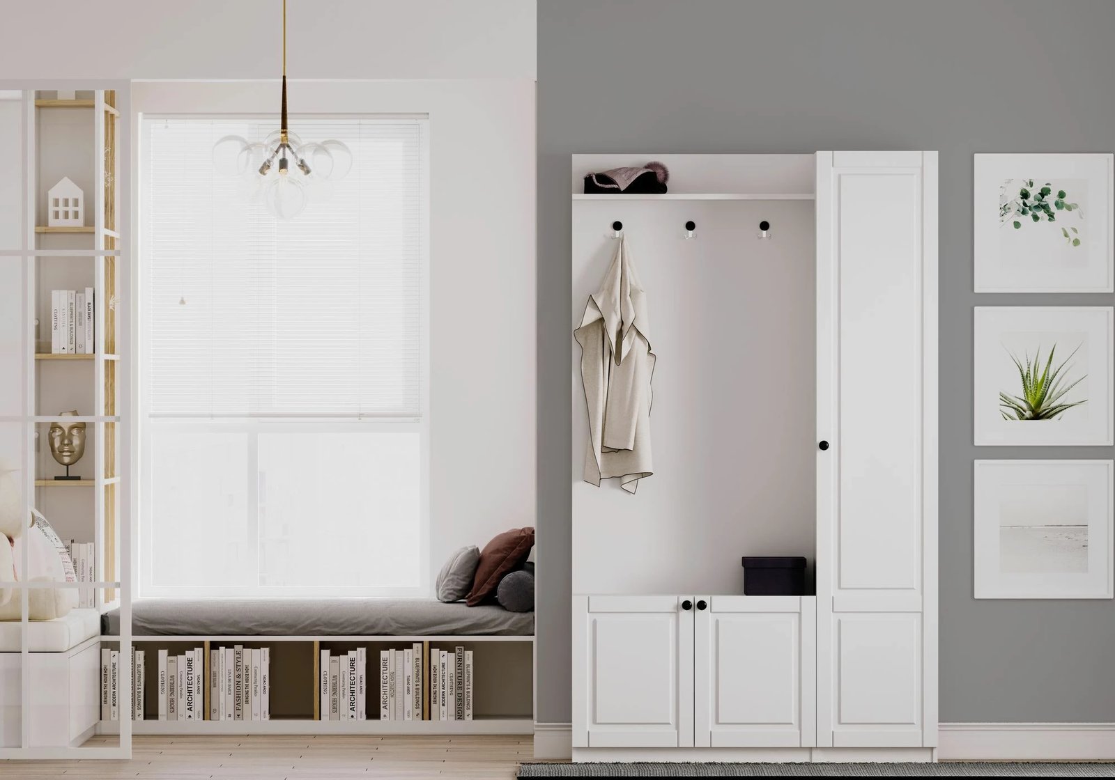 Stendë korridori, ngjyrë e bardhë mat, Skye Decor, RB-044