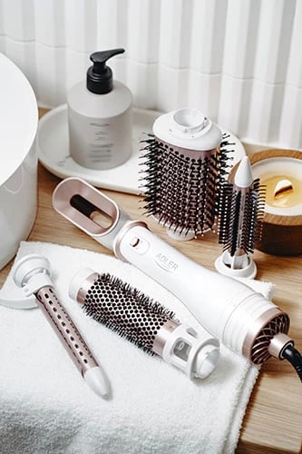 Stajler flokësh Adler AD 2027 1200W 5 koka ndërruese e bardhë perlë/rozë gold, set 5 aksesorë