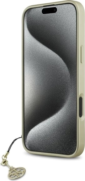 Mbështjellës Guess 4G Charms Collection për iPhone 16 Plus, Kafe