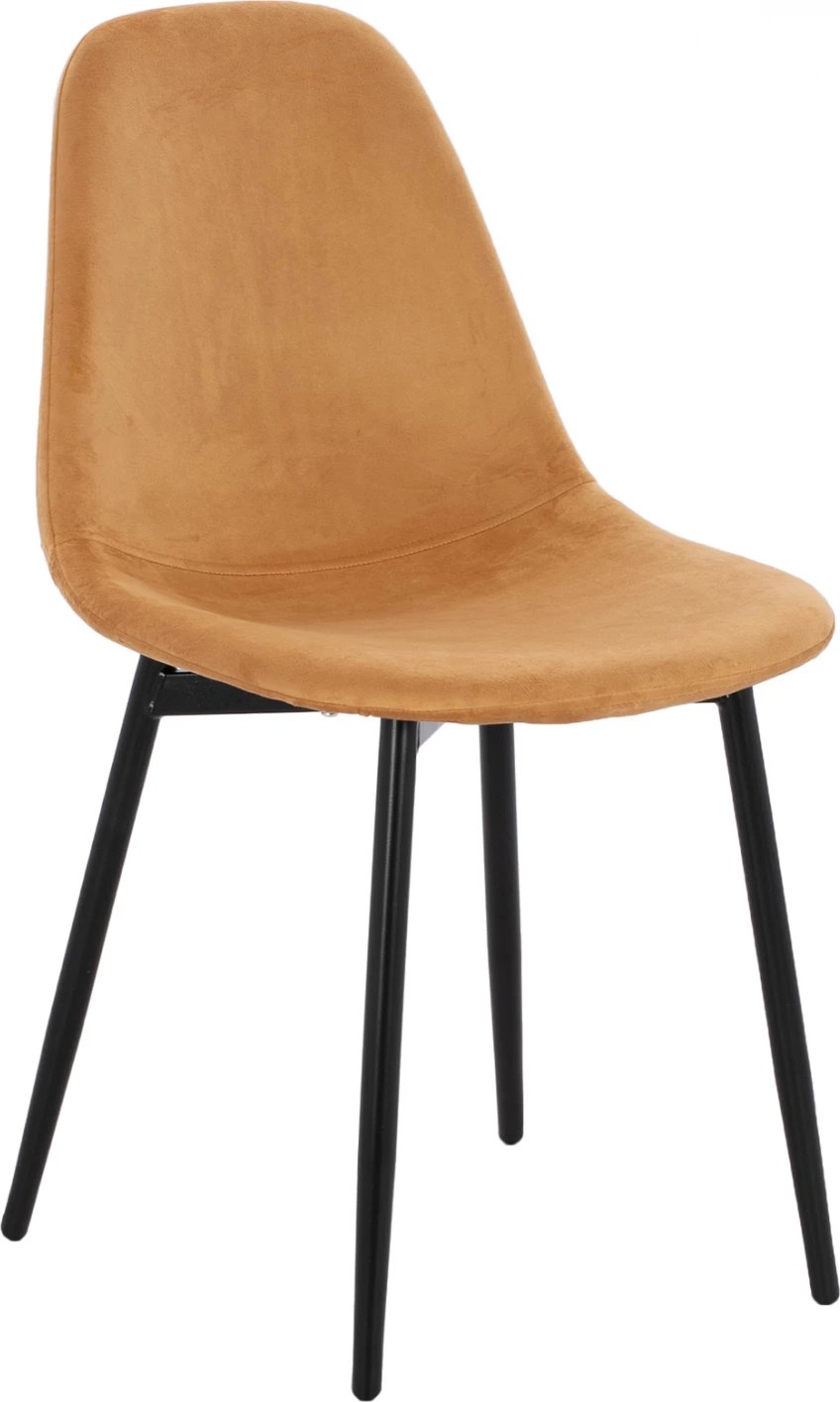 Karrige Leonardo Velvet Gold me këmbë metalike 45x47x87Y cm. ΗΜ00100.09, set prej 4 copë