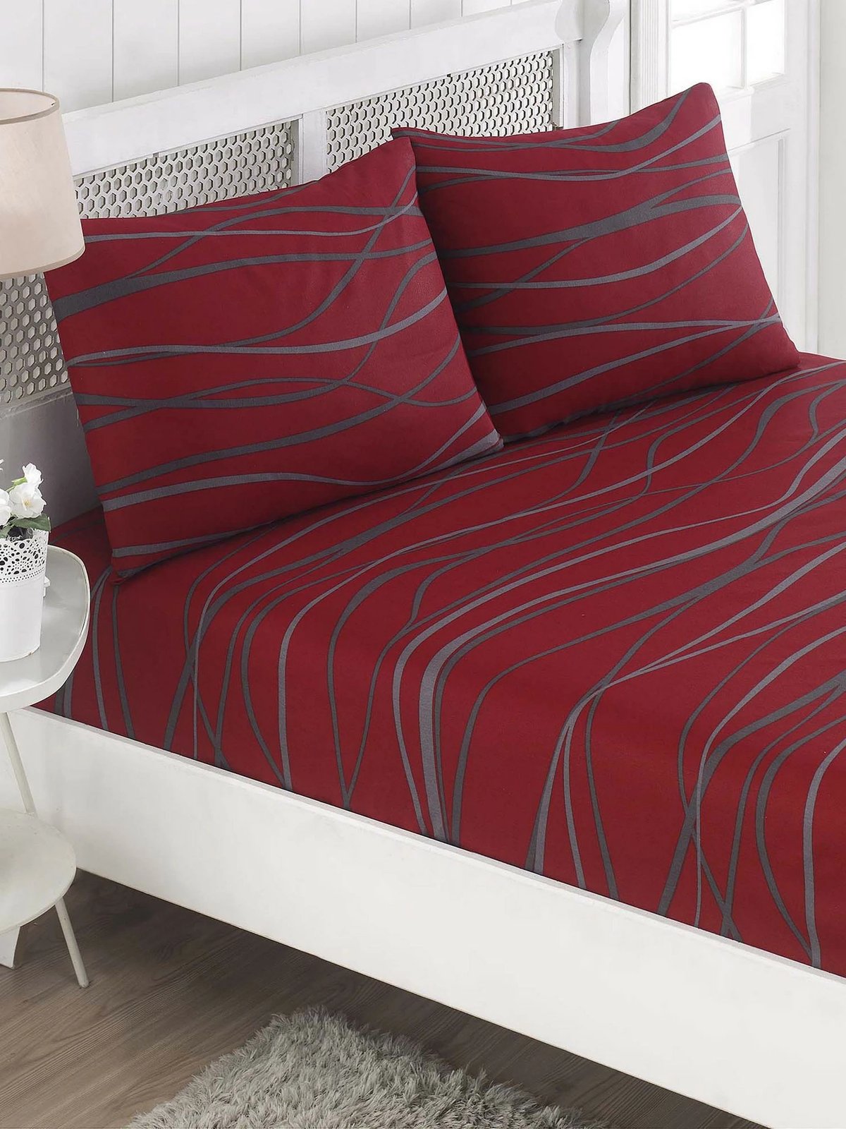 Set çarçafësh dopio, L'Essentiel Linge de Maison, ngjyrë e kuqe Claret