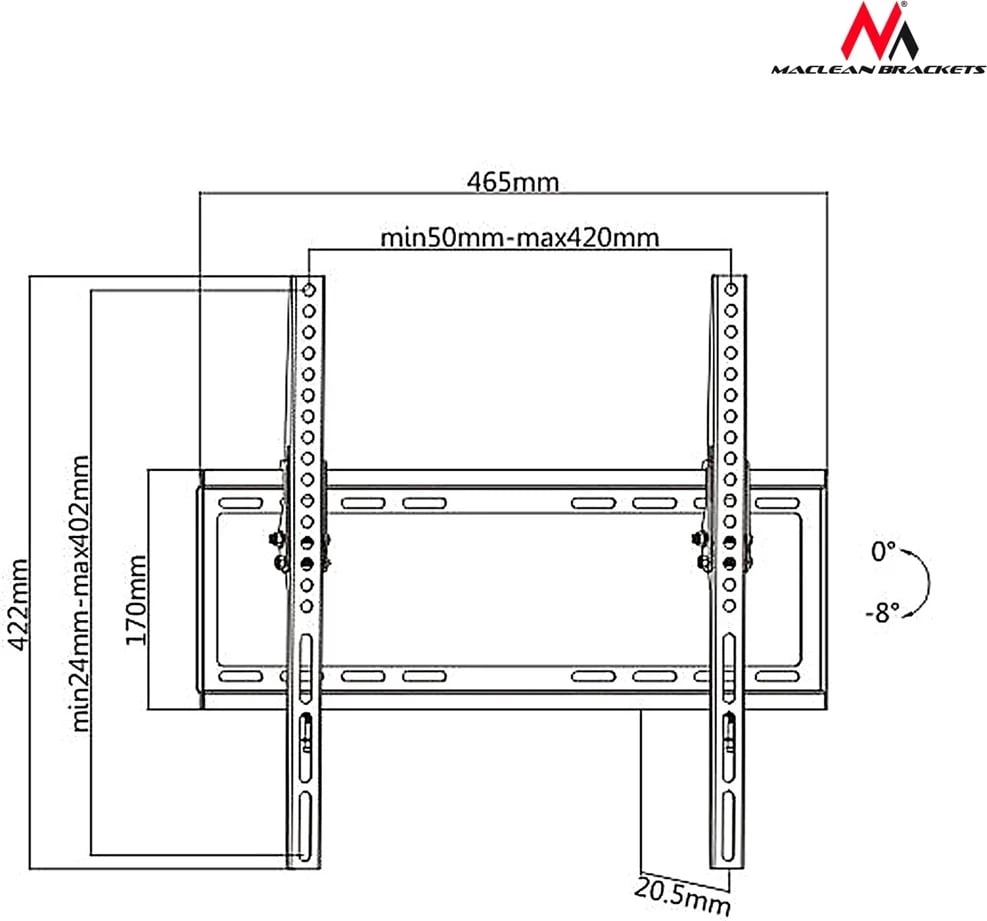 Mbajtëse për televizor Maclean MC-774, 32-55", e zezë 