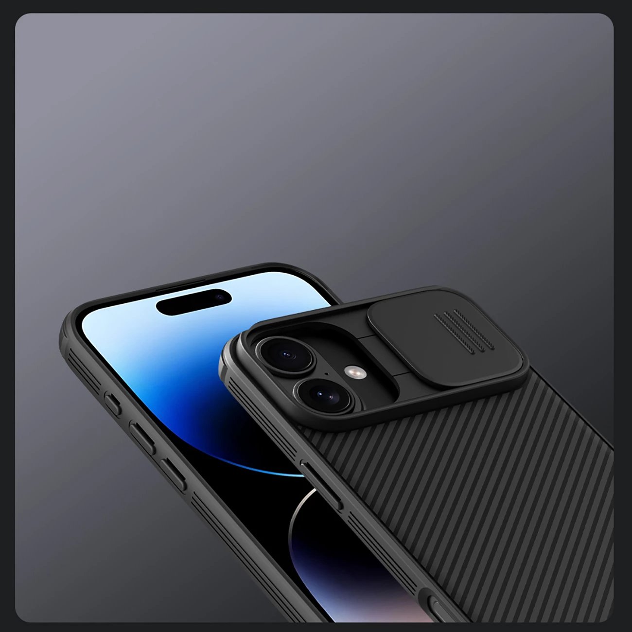 Mbështjellës Nillkin CamShield Pro Magnetic për iPhone 16, i zi Mbështjellës Nillkin CamShield Pro Magnetic për iPhone 16, i zi