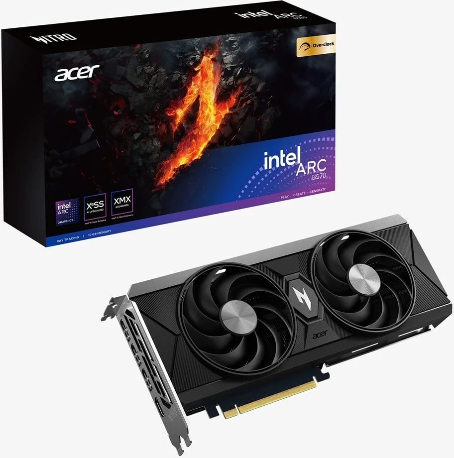 Kartë grafike Acer NITRO Intel ARC B570 OC, 10GB GDDR6, PCI Express 4.0, 3xDP, 1xHDMI, e zezë