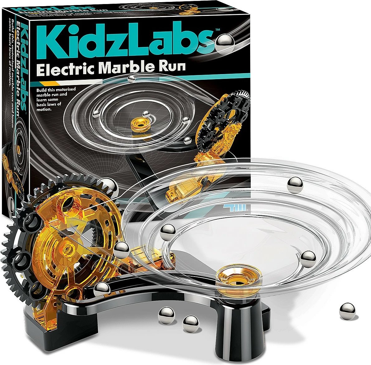 Set ndërtimi pistë topash elektrik, 4M KidzLabs 00-03456, motor elektrik, plastikë, punon me bateri AAA, moshat 5+