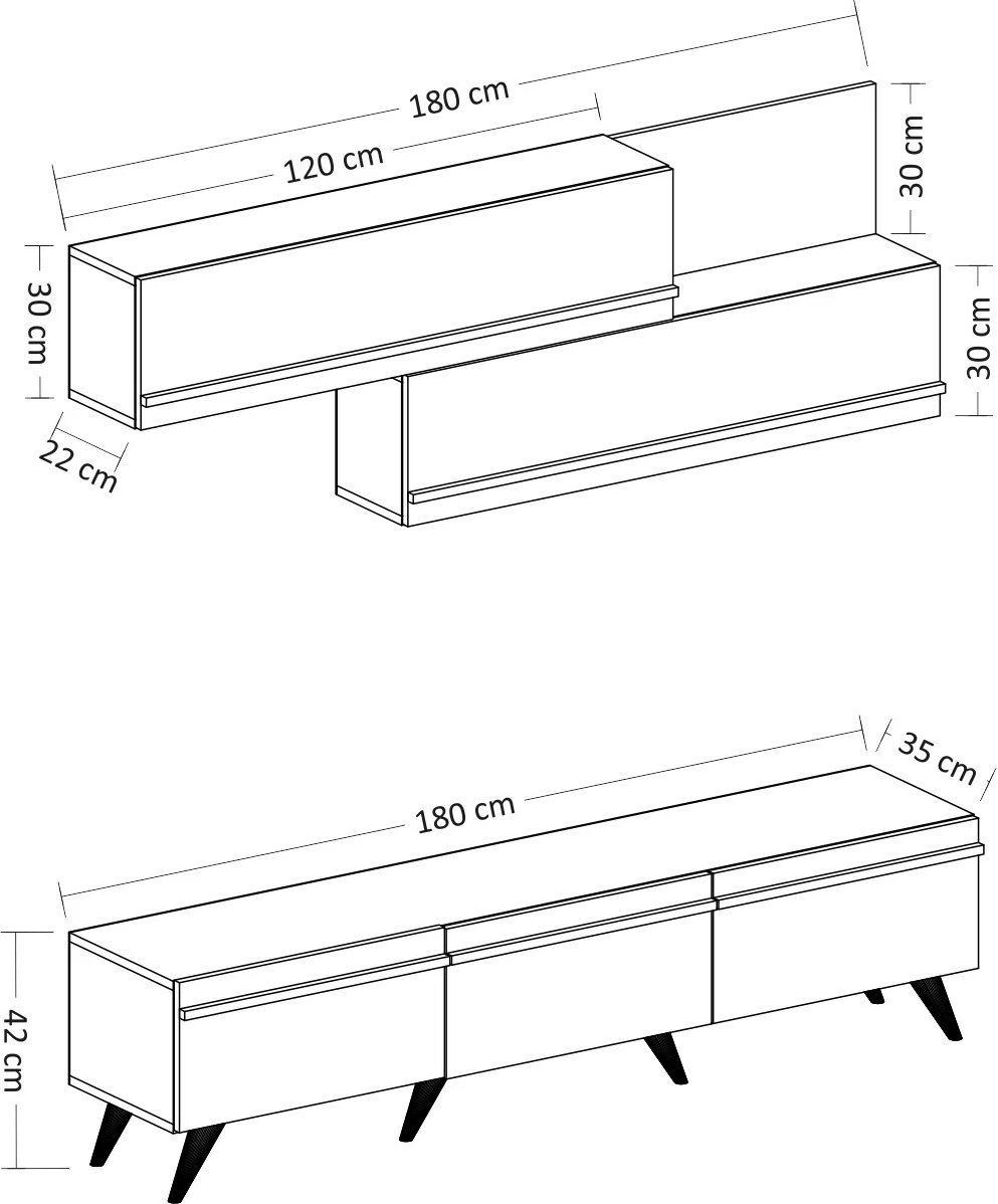 Komodë TV Skye Decor, Amsterdam - ngjyrë safir, e bardhë