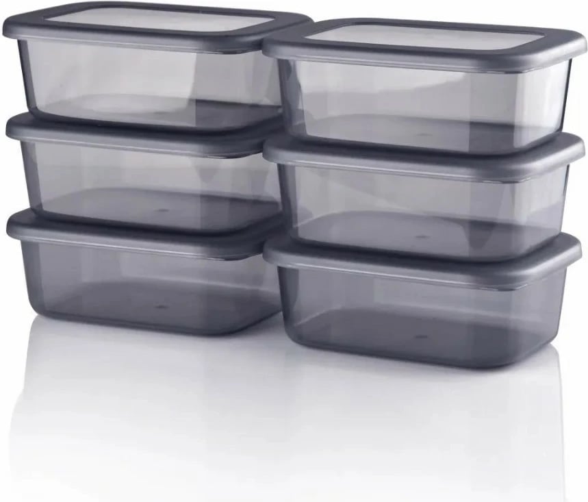 Set kuti plastike për organizim (12 copë), Hermia Concept, anthracite, 250ml