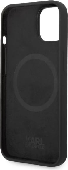 Mbështjellës Karl Lagerfeld KLHMP14MSNIKBCK për iPhone 14 Plus 6.7", silikon, MagSafe, zi