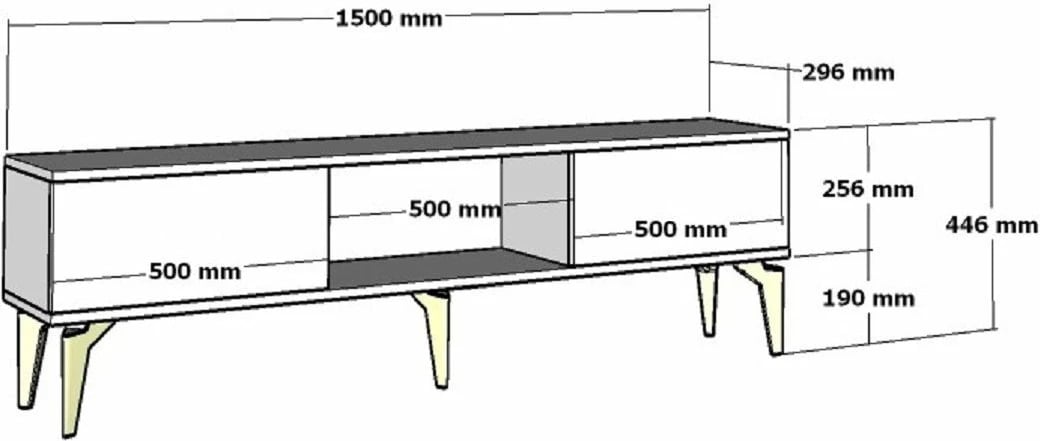Komodë TV, ngjyrë e bardhë dhe ari, Skye Decor