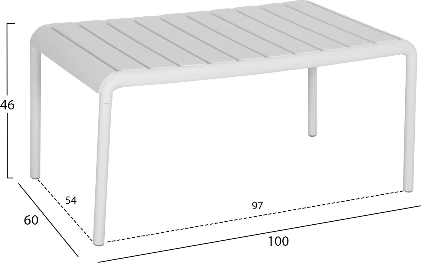Tavolinë kafeje për jashtë, polipropilen e bardhë, KORVER FH6334.01, 100x60x46cm