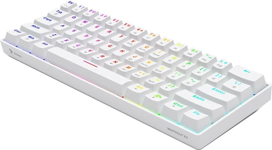Tastierë mekanike Savio WHITEOUT X2 PEACH, 60%, RGB, Hot Swap, e bardhë