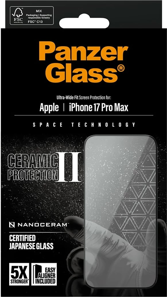 Mbrojtës ekrani PanzerGlass Ceramic II për iPhone 17 Pro Max