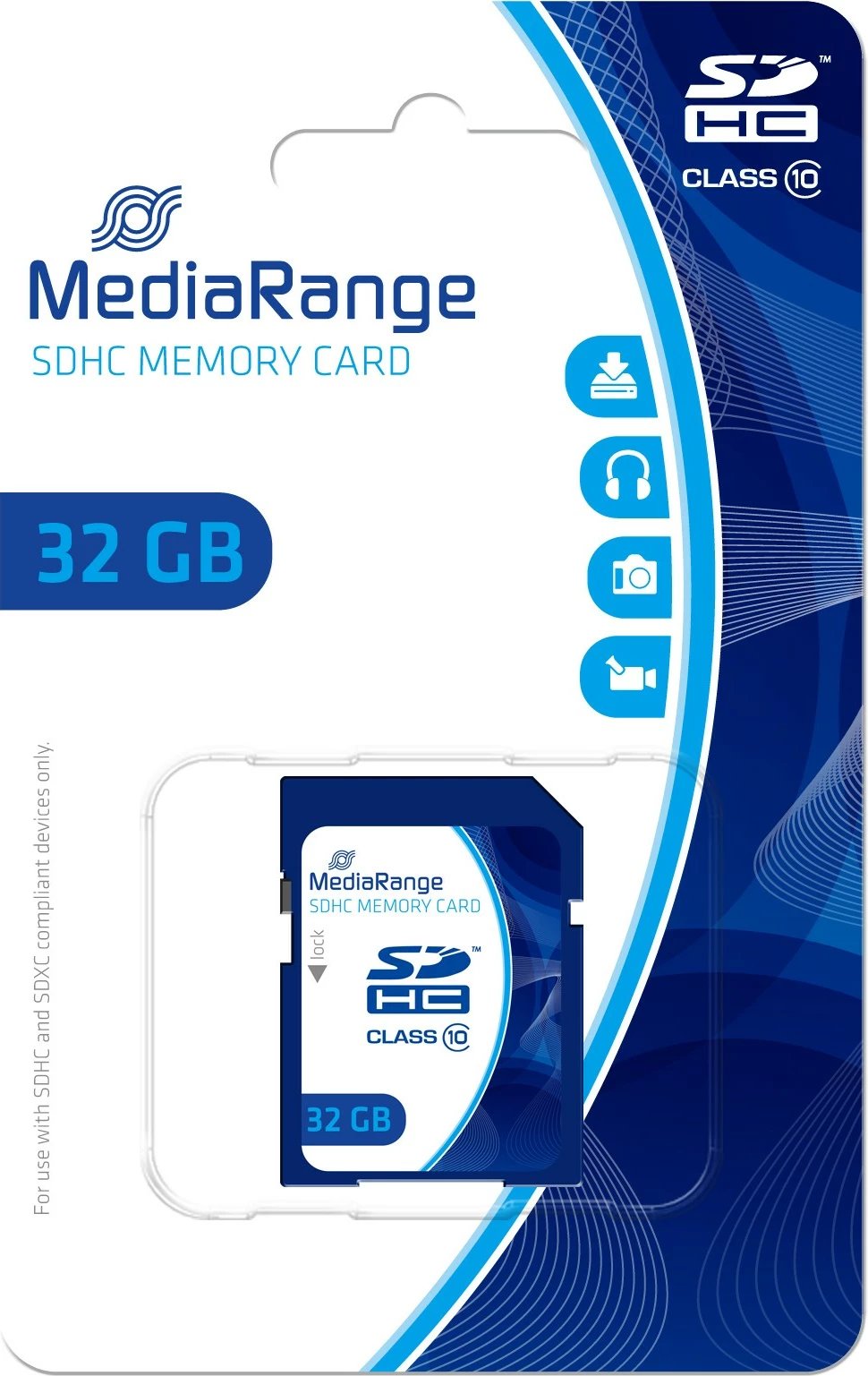 Kartelë memorie SDHC MediaRange MR964, 32GB, Class 10, 45MB/s, blu