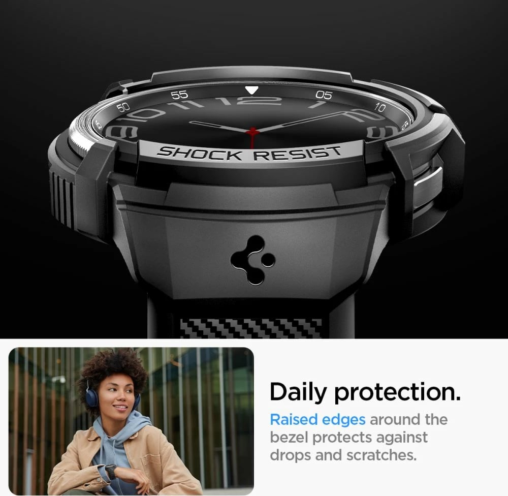 Mbështjellës Spigen Rugged Armor Pro me rrip për Samsung Galaxy Watch 6 Classic 47mm, Zi