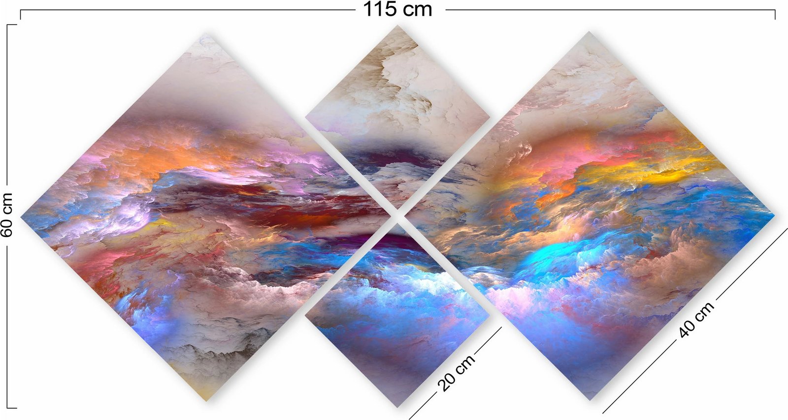 Pikturë dekorative MDF, shumëngjyrëshe, 4 copë, 4MDF298644545