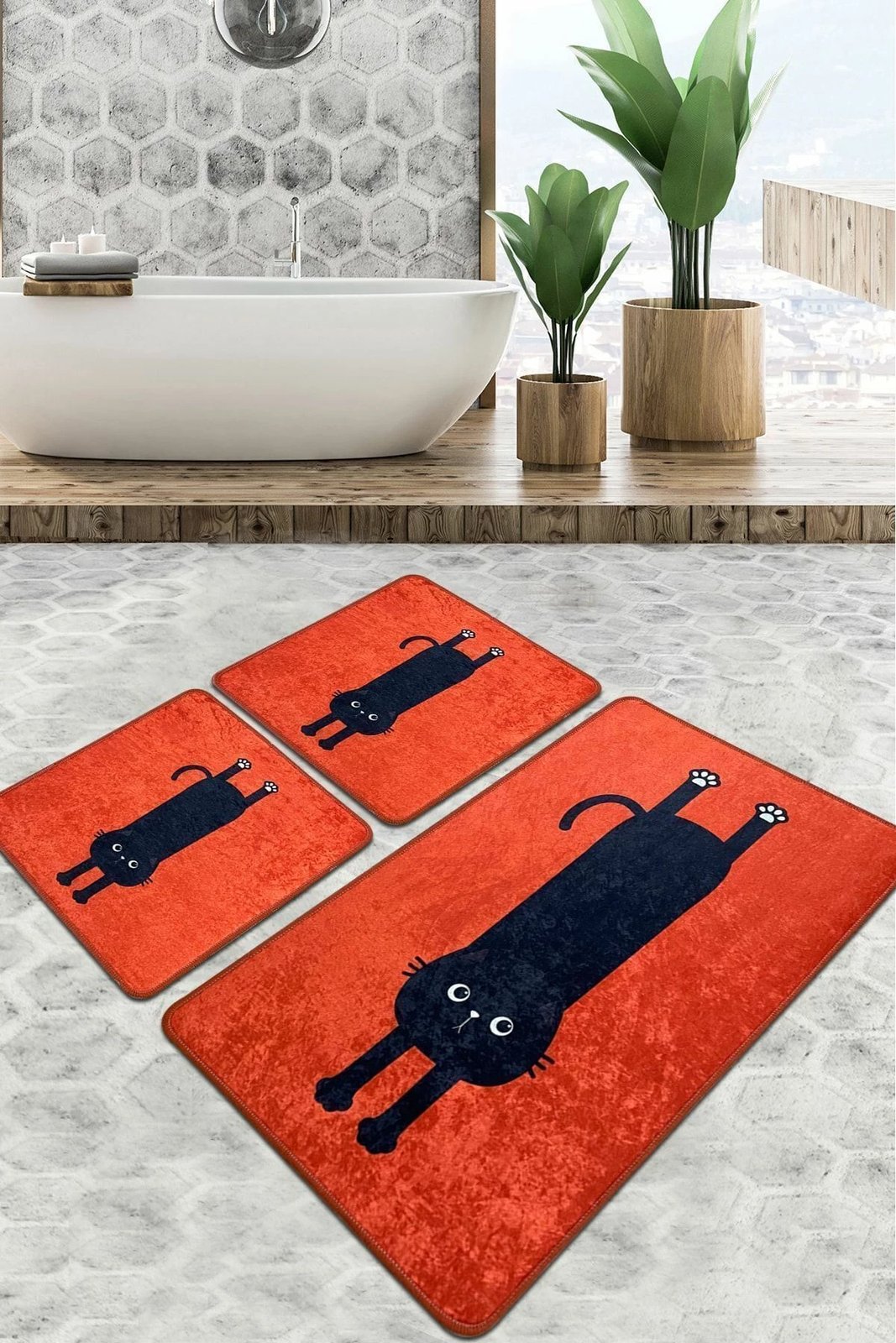 Set tapetash për banjo (3 copë), Mijölnir Comfort, e kuqe