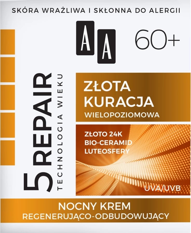 Krem nate për femra AA Technologia Wieku 5Repair 60+ Gold Regenerating, 50ml