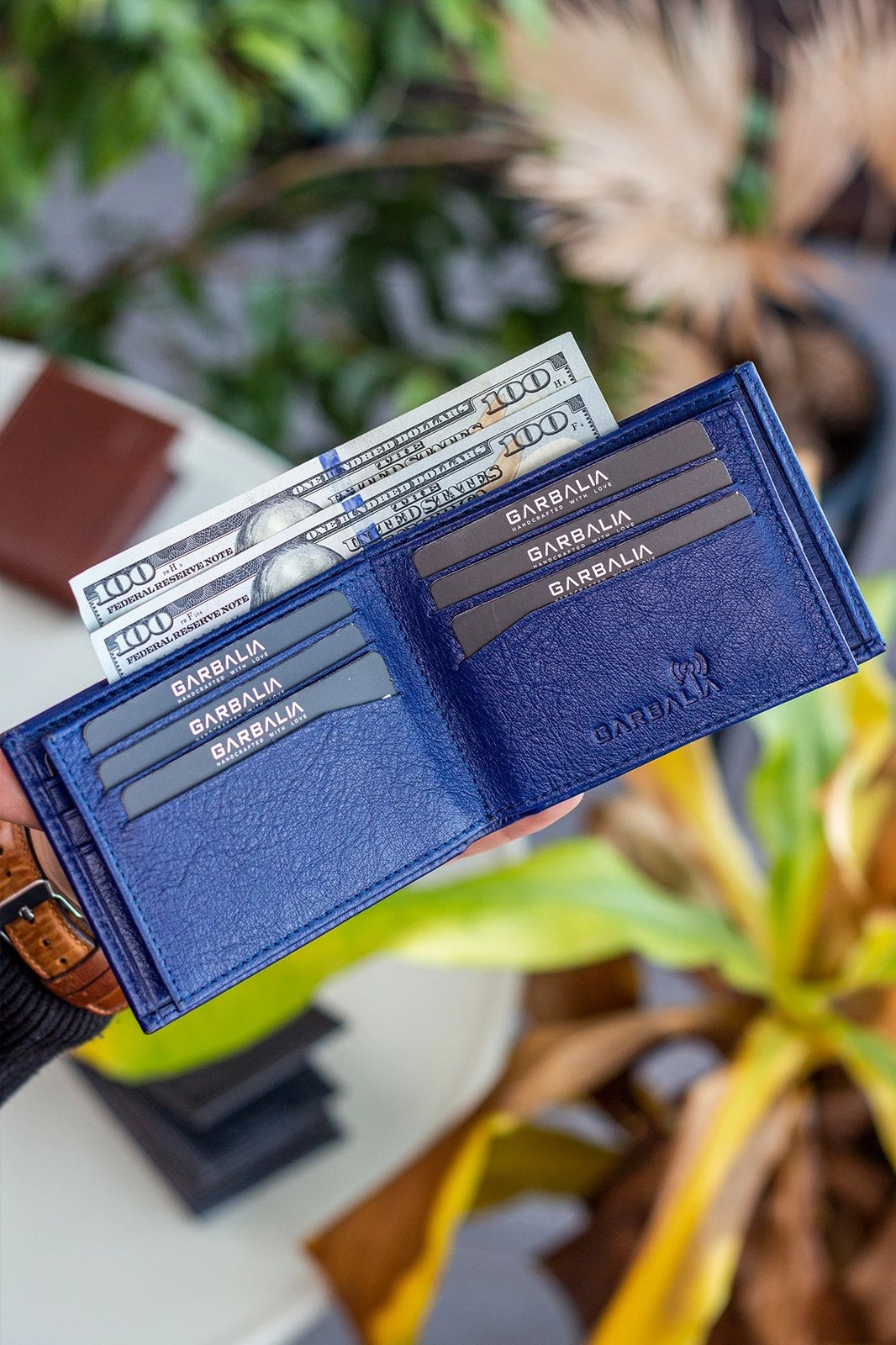 Portofol për burra, lëkurë origjinale, ngjyrë navy blue, Liverpool, Zoozie Bags