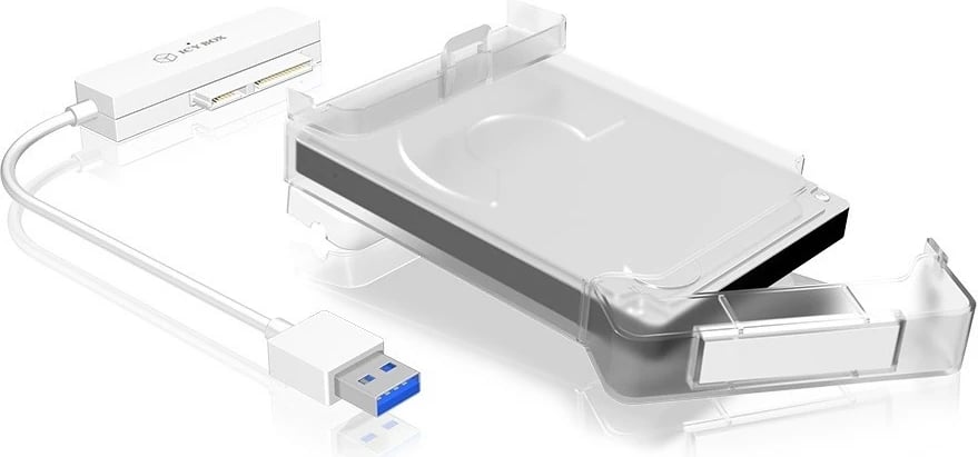 Kasë IcyBox IB-AC703-U3 për hard disk/SSD 2.5", Transparent, Bardhë
