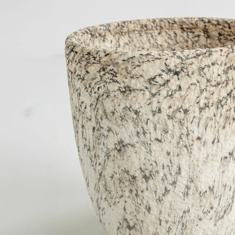 Set me 3 vazo KANCHE, qeramike, bezhë e zezë, 30x30x31cm