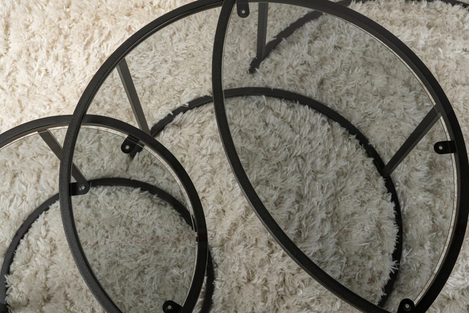 Set tavolinash kafeje Nordure, Aurum - 80, 60, 42 - e zezë, gri